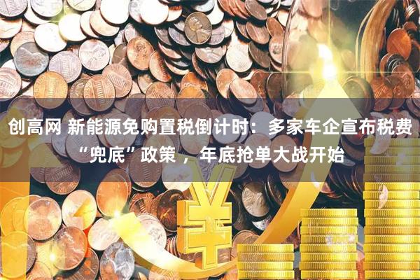 创高网 新能源免购置税倒计时:多家车企宣布税费“兜底”政策 ,年底抢单大战开始