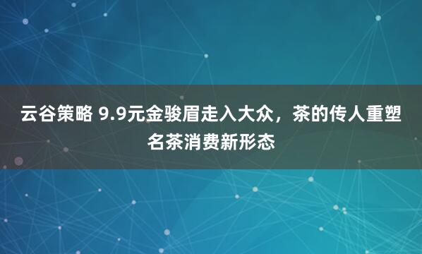 云谷策略 9.9元金骏眉走入大众,茶的传人重塑名茶消费新形态